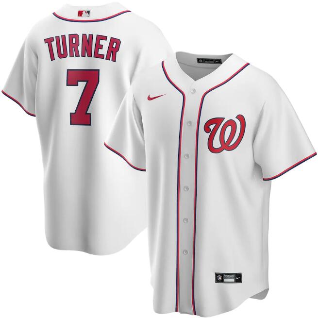 Washington Nationals White #7 Trea Turner Cool Base Stitched Jersey