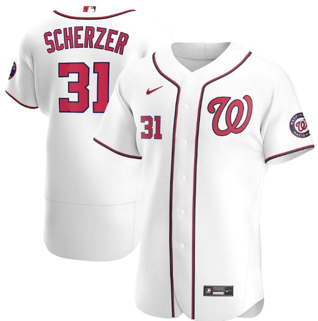 Washington Nationals White #31 Max Scherzer Flex Base Stitched Jersey