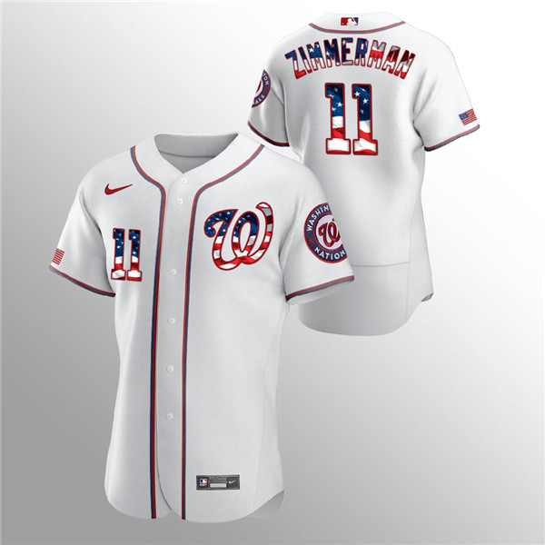 Washington Nationals White #11 Ryan Zimmerman 2020 Stars Stripes Flex Base Stitched Jersey