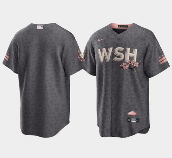 Washington Nationals Blank 2022 Gray City Connect Cherry Blossom Cool Base Stitched Jersey