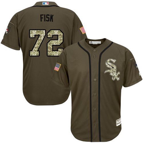 White Sox #72 Carlton Fisk Green Salute To Service Stitched Jersey