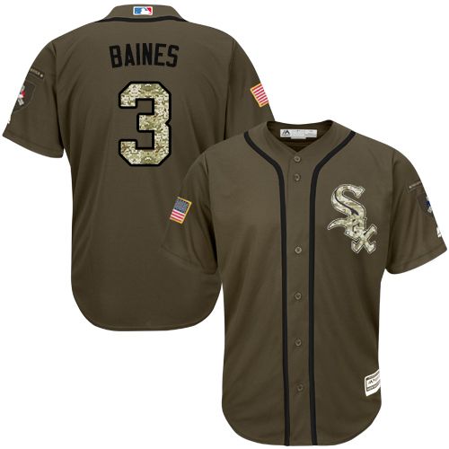 White Sox #3 Harold Baines Green Salute To Service Stitched Jersey