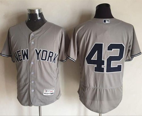 Yankees #42 Mariano Rivera Grey Flexbase Authentic Collection Stitched Jersey