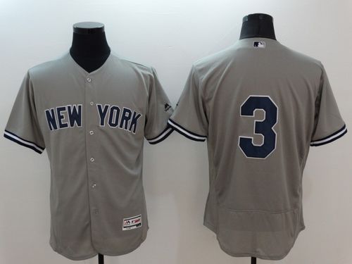 Yankees #3 Babe Ruth Grey Flexbase Authentic Collection Stitched Jersey