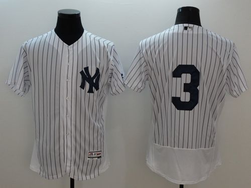 Yankees #3 Babe Ruth White Strip Flexbase Authentic Collection Stitched Jersey