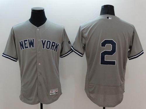 Yankees #2 Derek Jeter Grey Flexbase Authentic Collection Stitched Jersey