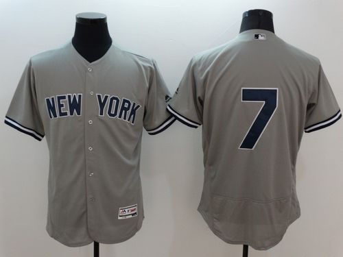 Yankees #7 Mickey Mantle Grey Flexbase Authentic Collection Stitched Jersey