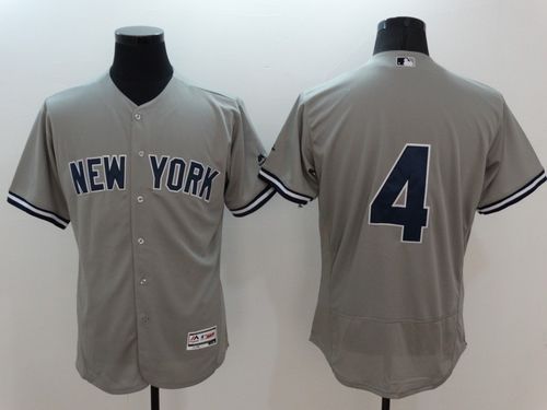 Yankees #4 Lou Gehrig Grey Flexbase Authentic Collection Stitched Jersey