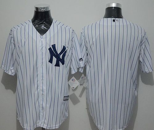 Yankees Blank White Strip New Cool Base Stitched Jersey