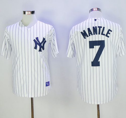 Yankees #7 Mickey Mantle White Name On Back 75TH Stitched Jersey