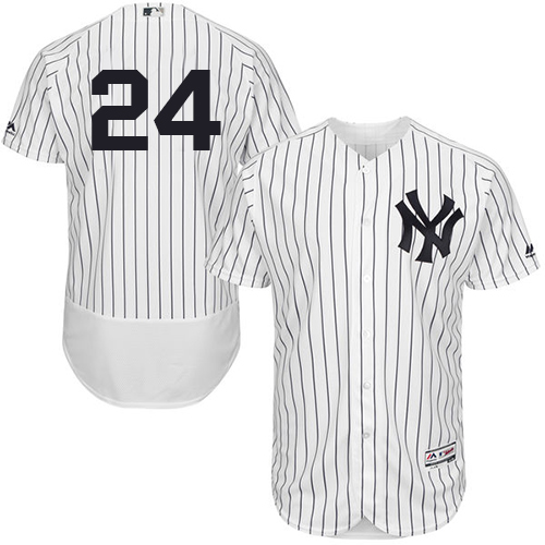 Yankees #24 Gary Sanchez White Strip Flexbase Authentic Collection Stitched Jersey