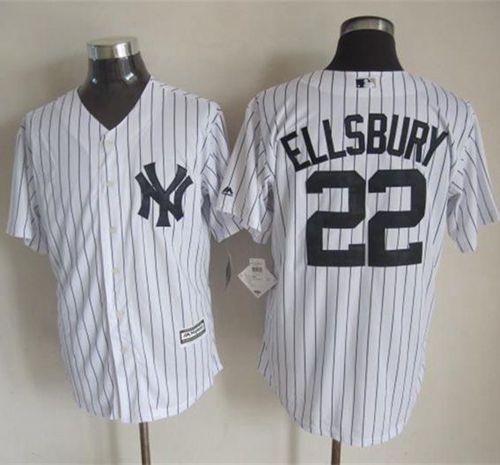 Yankees #22 Jacoby Ellsbury White Strip New Cool Base Stitched Jersey