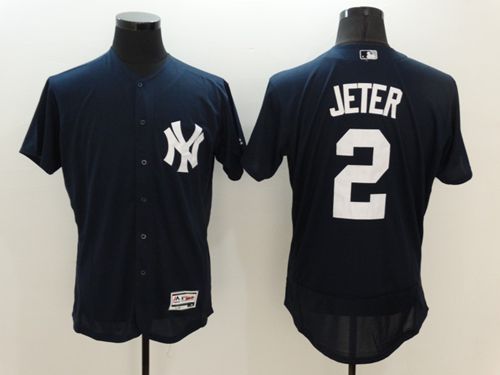 Yankees #2 Derek Jeter Navy Blue Flexbase Authentic Collection Stitched Jersey