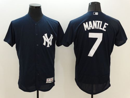 Yankees #7 Mickey Mantle Navy Blue Flexbase Authentic Collection Stitched Jersey