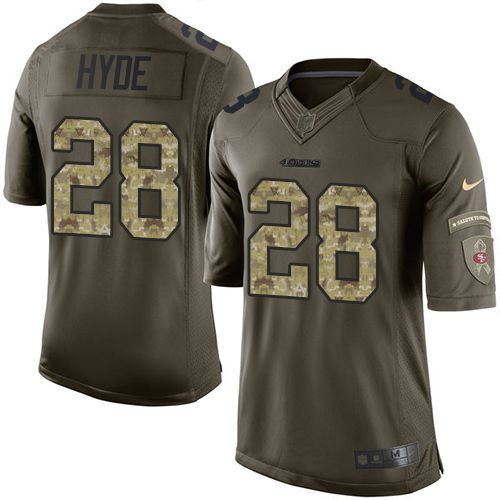 49ers #28 Carlos Hyde Green Stitched Limited Salute To Service Nike Jersey