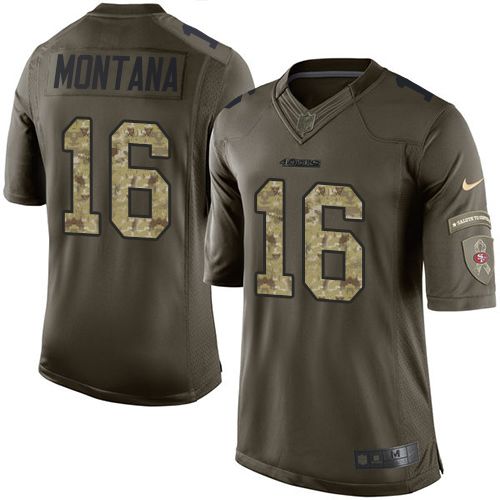 49ers #16 Joe Montana Green Stitched Limited Salute To Service Nike Jersey