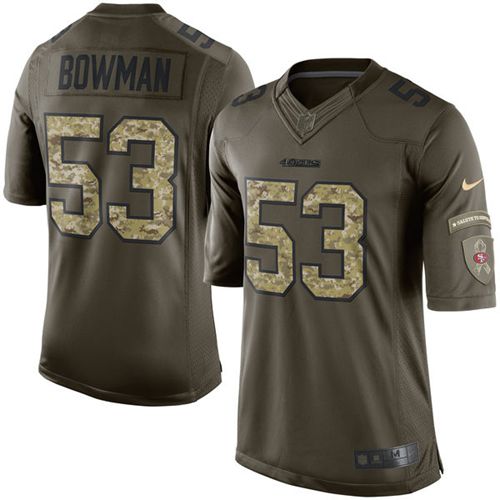 49ers #53 NaVorro Bowman Green Stitched Limited Salute To Service Nike Jersey
