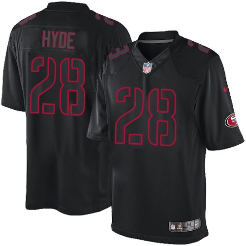 49ers #28 Carlos Hyde Black Stitched Impact Limited Nike Jersey