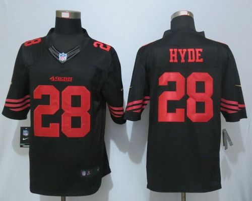 49ers #28 Carlos Hyde Black Alternate Stitched Limited Nike Jersey