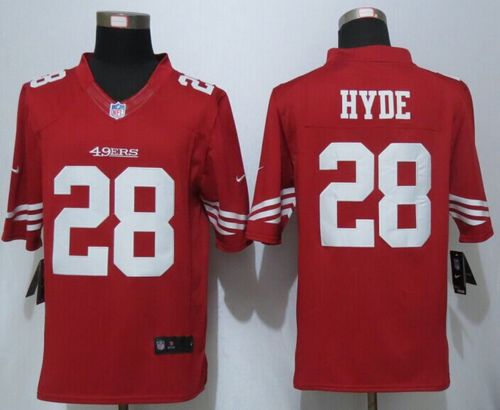 49ers #28 Carlos Hyde Red Team Color Stitched Limited Nike Jersey
