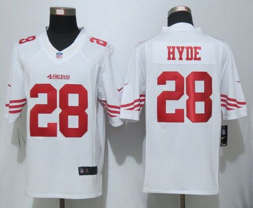 49ers #28 Carlos Hyde White Stitched Limited Nike Jersey