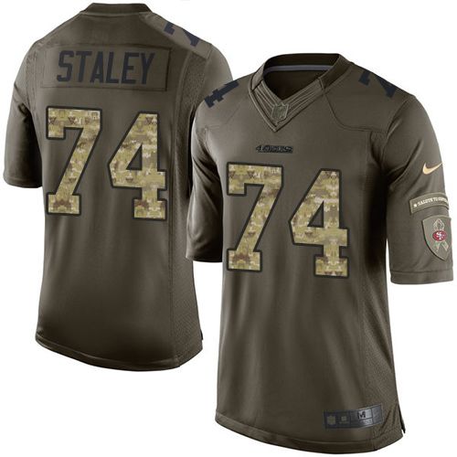 49ers #74 Joe Staley Green Stitched Limited Salute To Service Nike Jersey