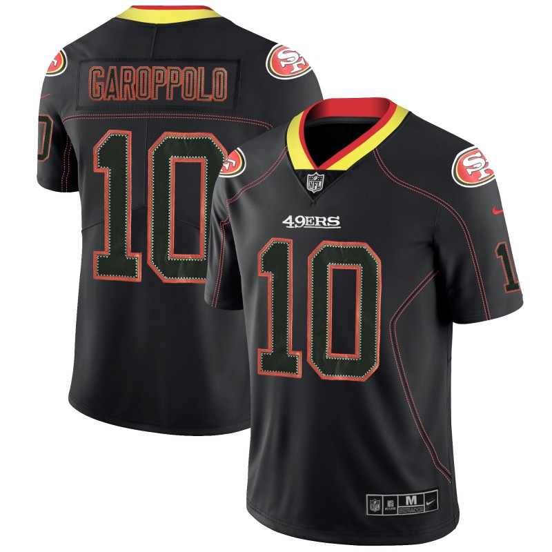 49ers #10 Jimmy Garoppolo 2018 Lights Out Black Color Rush Limited Jersey