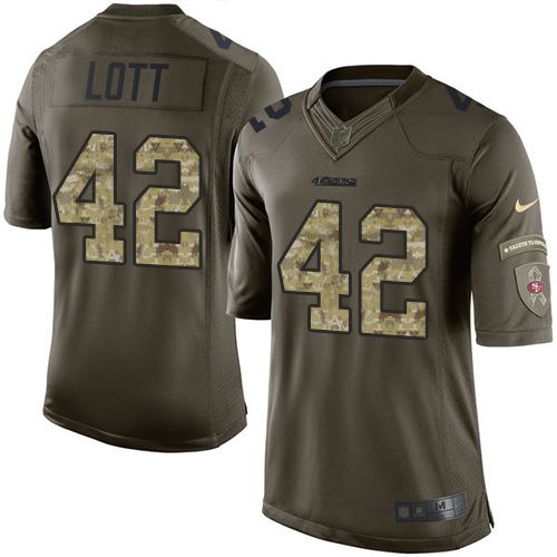 49ers #42 Ronnie Lott Green Stitched Limited Salute To Service Nike Jersey