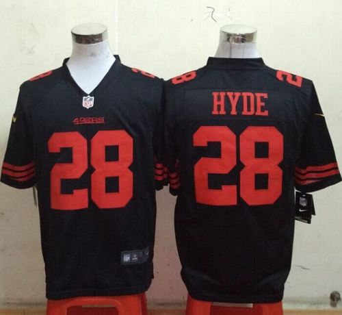 49ers #28 Carlos Hyde Black Alternate Stitched Game Nike Jersey