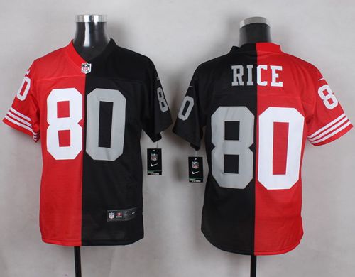 49ers #80 Jerry Rice Red Black Two Tone Raiders Stitched Nike Jersey