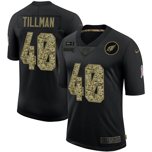 Arizona Cardinals #40 Pat Tillman 2020 Black Camo Salute To Service Stitched Jersey