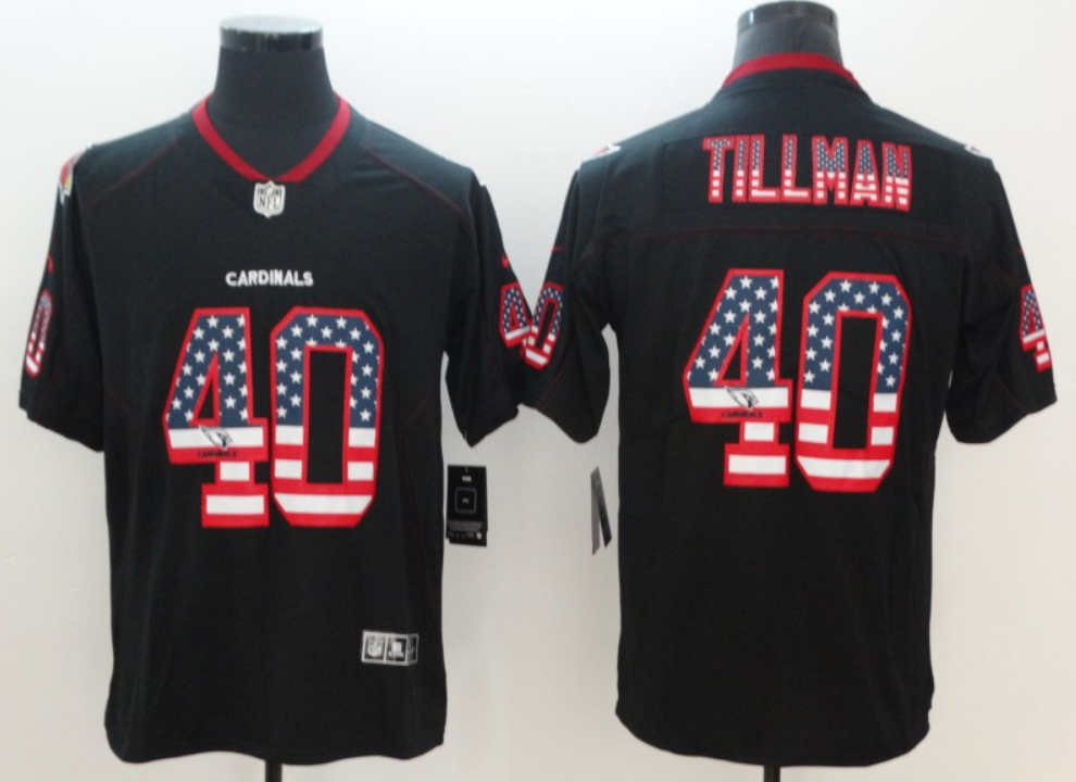 Arizona Cardinals #40 Pat Tillman Black 2018 USA Flag Color Rush Limited Fashion Stitched Jersey