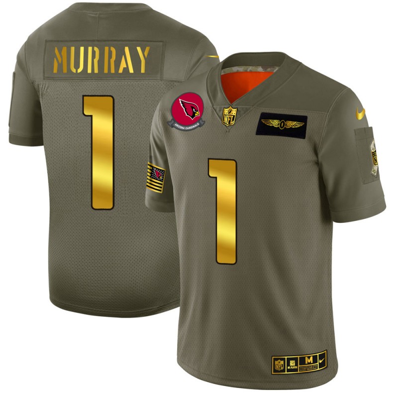 Arizona Cardinals #1 Kyler Murray 2019 Olive Gold Salute To Service Limited Stitched Jersey