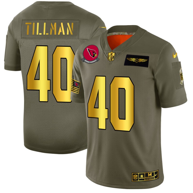 Arizona Cardinals #40 Pat Tillman 2019 Olive Gold Salute To Service Limited Stitched Jersey