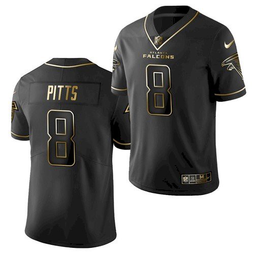 Atlanta Falcons #8 Kyle Pitts Black Golden Edition Stitched Jersey