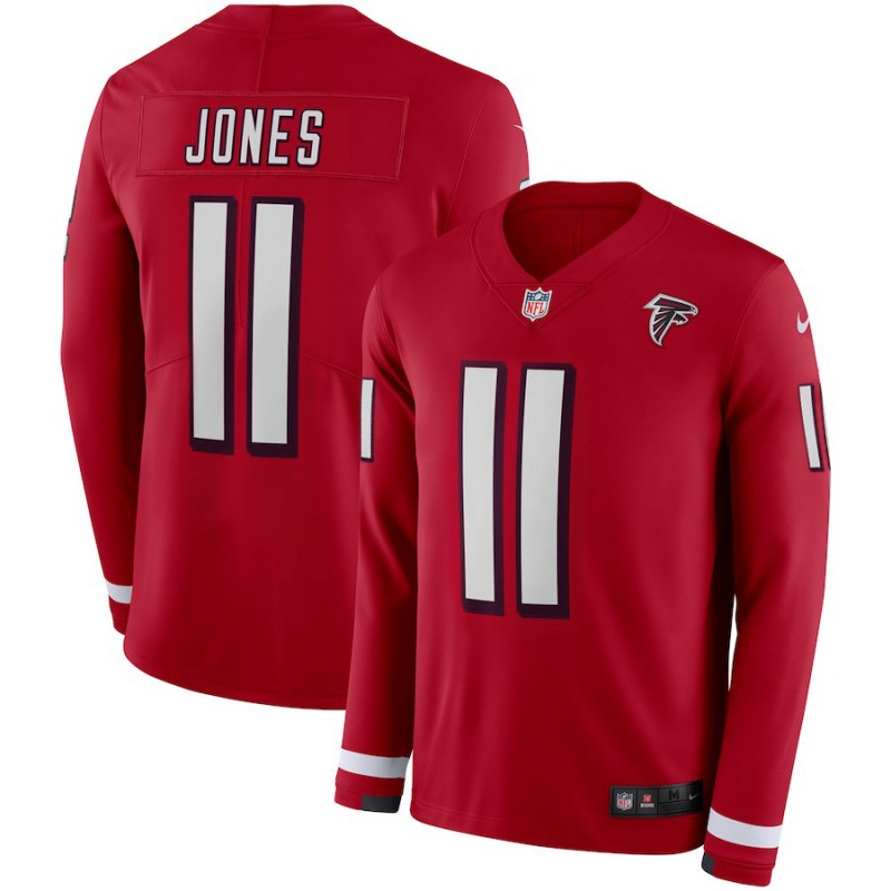 Atlanta Falcons #11 Julio Jones Red Therma Long Sleeve Stitched Jersey