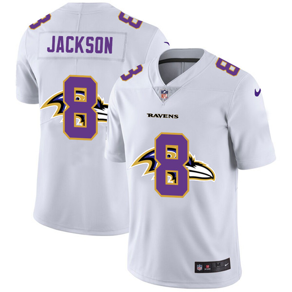 Baltimore Ravens #8 Lamar Jackson White Stitched Jersey