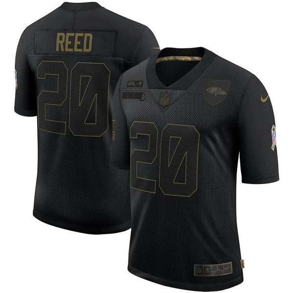 Baltimore Ravens #20 Ed Reed Black 2020 Salute To Service Limited Stitched Jersey