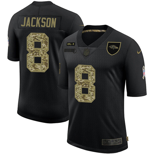 Baltimore Ravens #8 Lamar Jackson Black Camo Salute To Service Limited Jersey