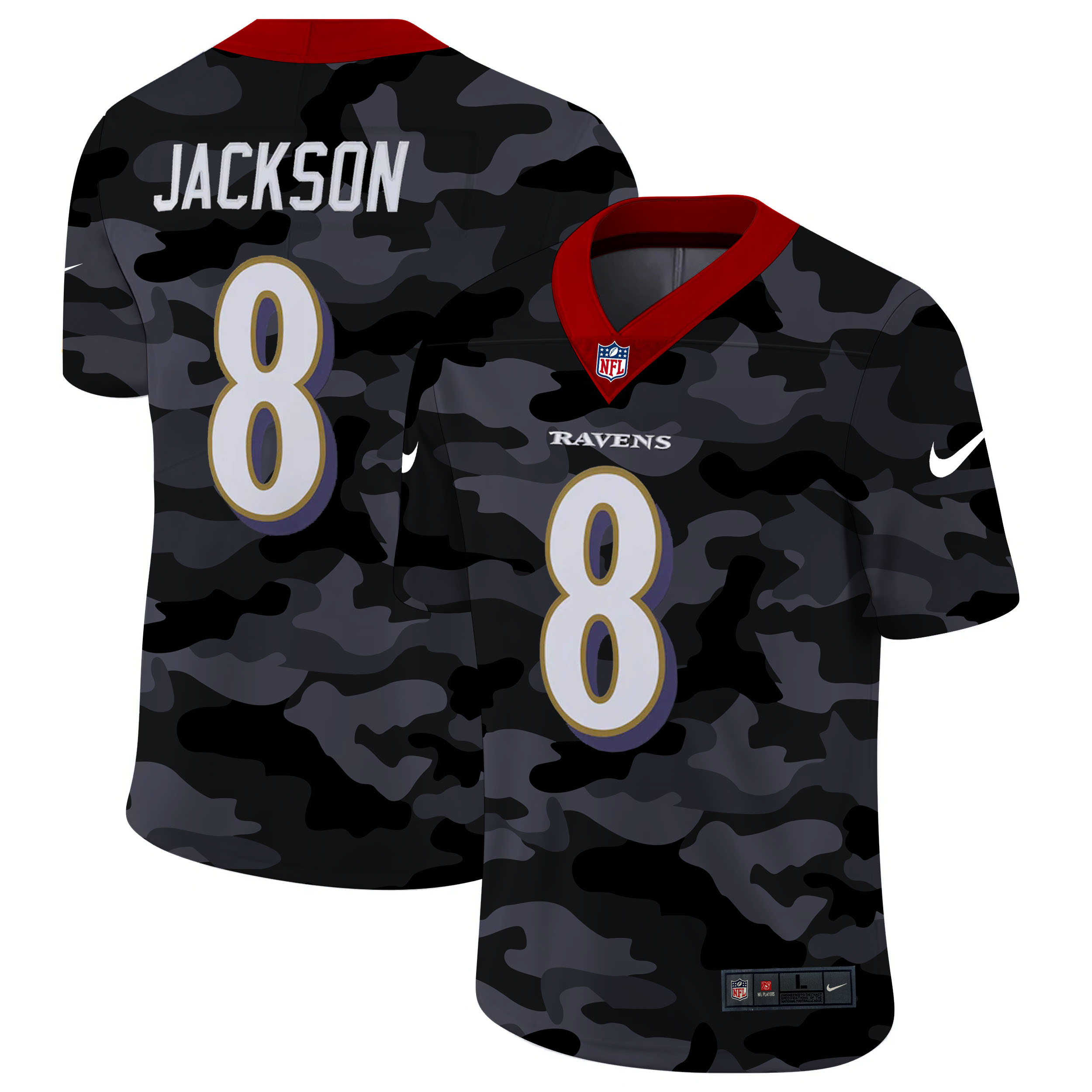 Baltimore Ravens #8 Lamar Jackson 2020 Camo Limited Stitched Jersey