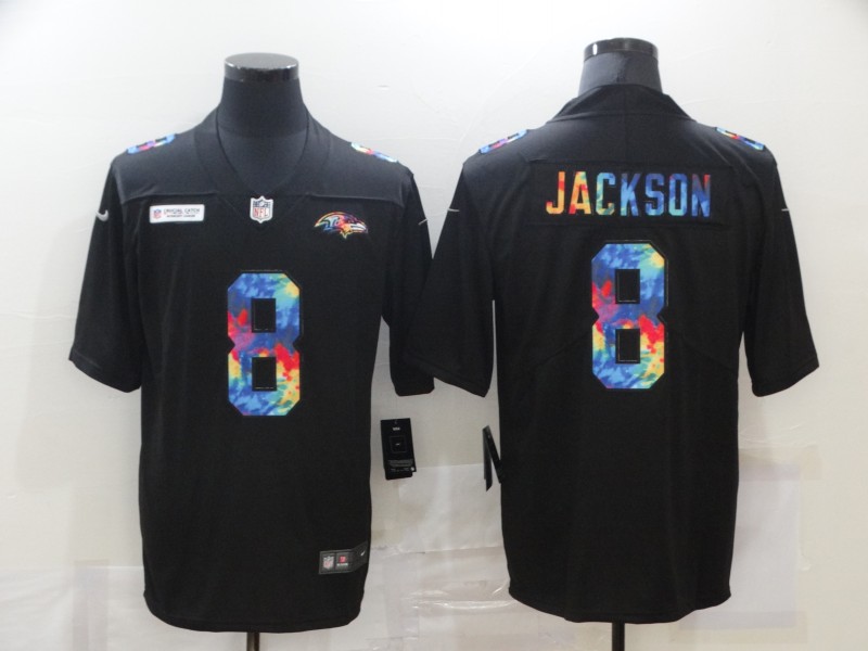 Baltimore Ravens #8 Lamar Jackson 2020 Black Crucial Catch Limited Stitched Jersey