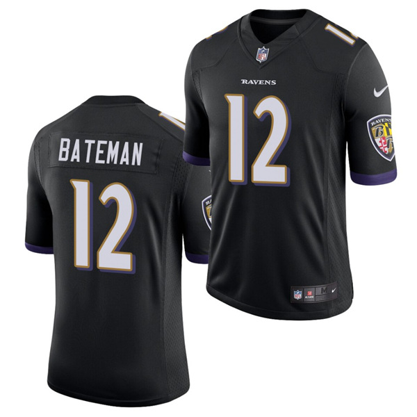 Baltimore Ravens #12 Rashod Bateman Black 2021 Vapor Untouchable Limited Stitched Jersey