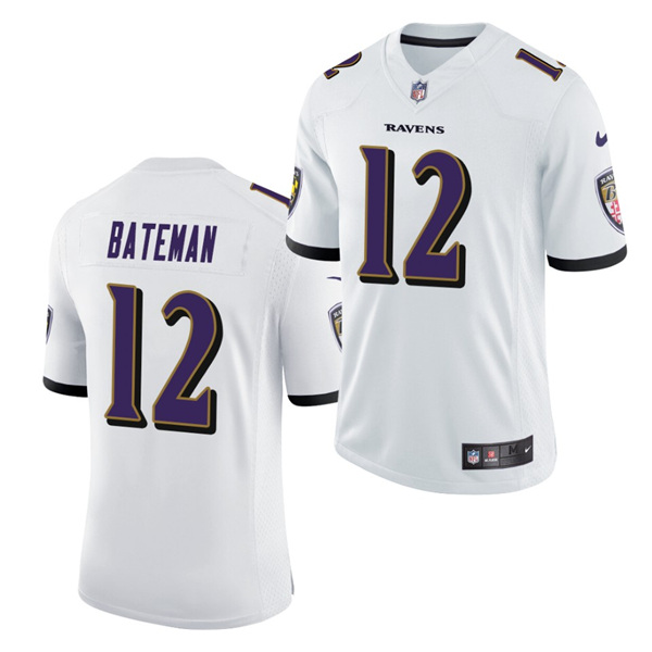 Baltimore Ravens #12 Rashod Bateman White 2021 Vapor Untouchable Limited Stitched Jersey