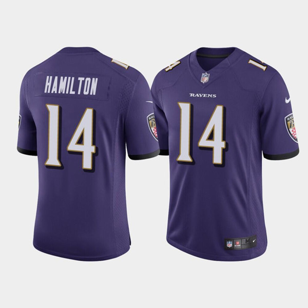 Baltimore Ravens #14 Kyle Hamilton Purple Stitched Game Jersey
