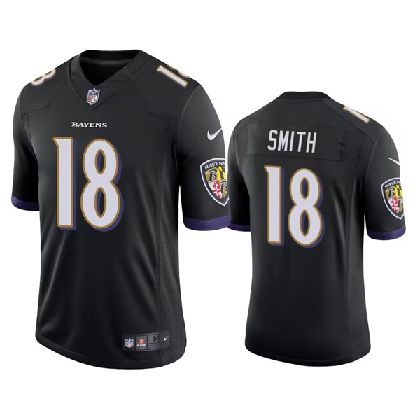 Baltimore Ravens #18 Roquan Smith Black Game Jersey