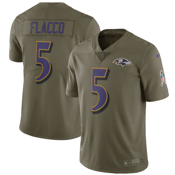 Baltimore Ravens #5 Joe Flacco Olive Salute To Service Limited Stitched Nike Jersey