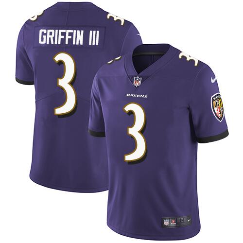Baltimore Ravens #3 Robert Griffin III Purple Limited Jersey