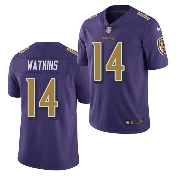 Baltimore Ravens #14 Sammy Watkins Purple Rush Color Stitched Jersey