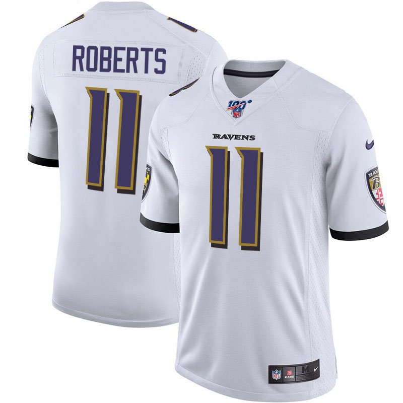 Baltimore Ravens #11 Seth Roberts White 100th Season Limited Stitched Jersey