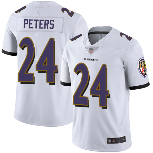 Baltimore Ravens #24 Marcus Peters White Vapor Untouchable Stitched Jersey